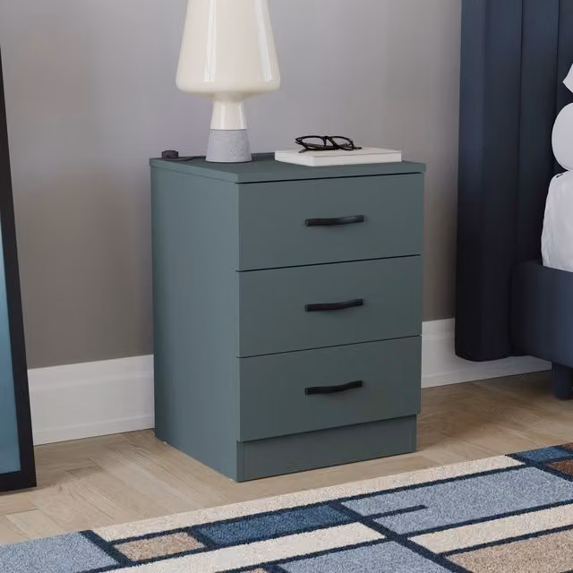 Vida Designs Riano 3 Drawer Bedside Table Chest in Jasper Green