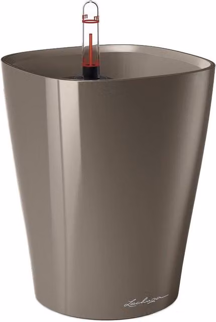 Lechuza Deltini and Mini Deltini Round Indoor Self-Watering Planter in Grey and Brown, 1.0 l