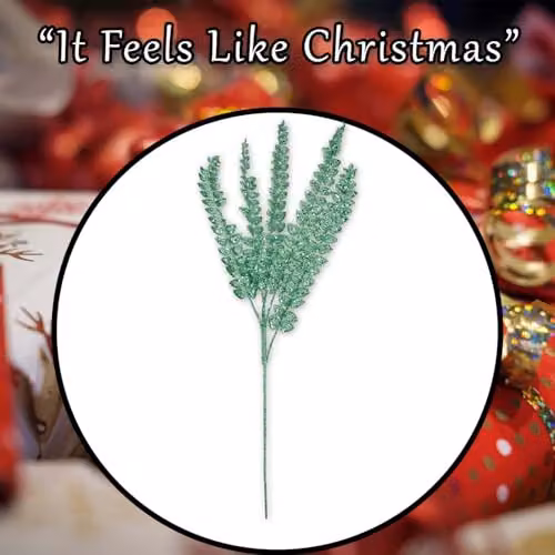 VFM e-Store Christmas Long Stem with Glitter Decoration, Green, H 80 cm x W 27 cm – 6