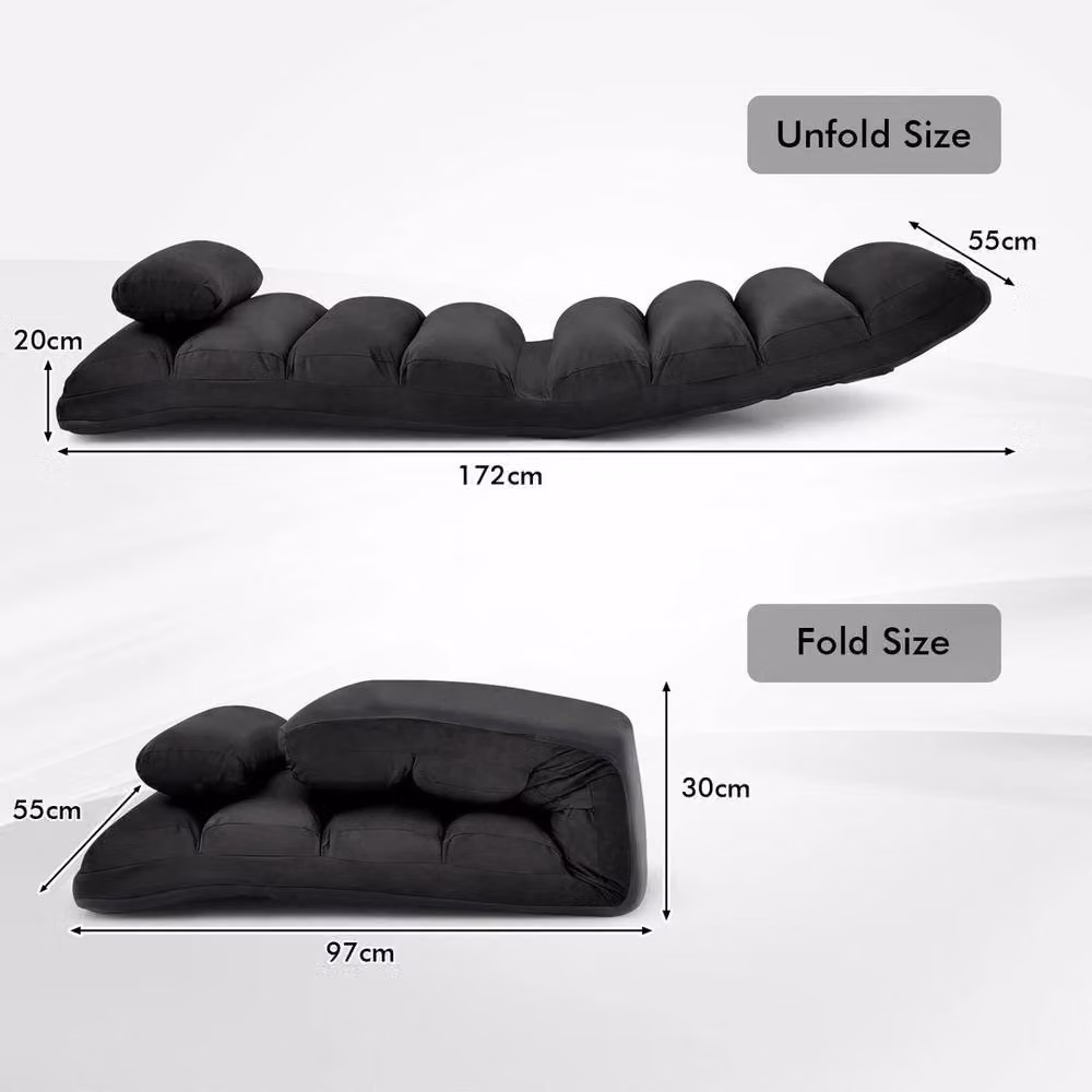Hinsinc 5-Position Adjustable Folding Lazy Sofa Bed in Black – 2