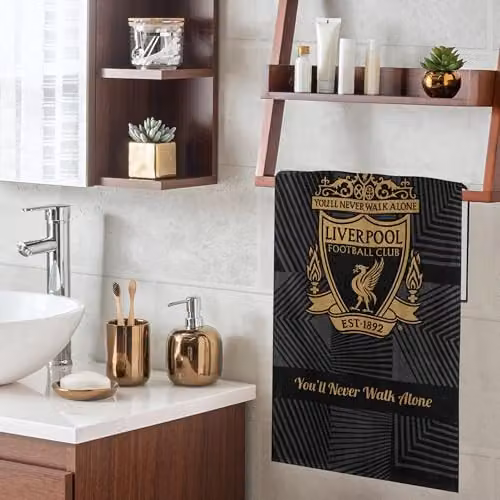Liverpool F.C. Black Cotton Quick Dry Towel, W: 137 cm, H: 69 cm – 5