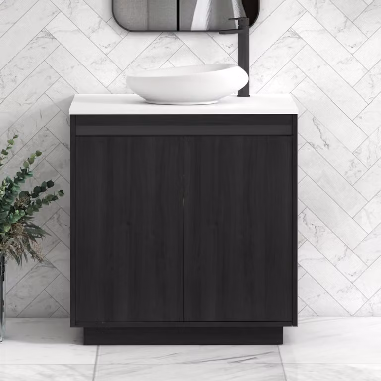Royal Bathrooms Orion 800mm Hale Floor Standing Vanity Unit with Nova Basin and Black Accent Trim in White and Black