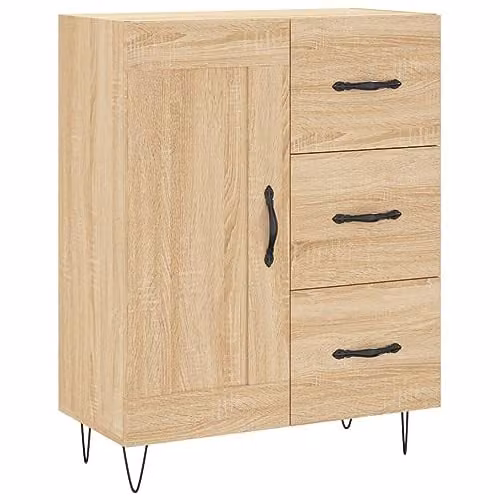 vidaXL Modern Sideboard in Sonoma Oak, Brown Engineered Wood, W/D/H: 69.5 x 34 x 90 cm