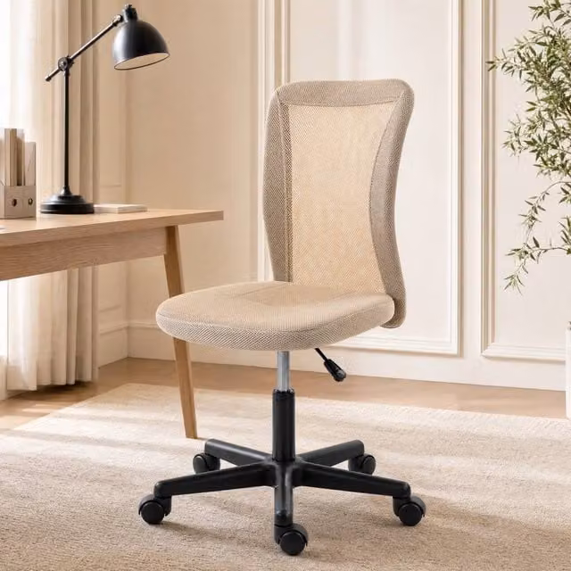 STILVORA Beige Fabric Mesh Task Chair with 360 Degree Swivel and Adjustable Height
