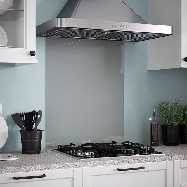 Generic Glossy Glass Kitchen Splashback in Slate Grey Stone Look, W: 60 cm, H: 75 cm, D: 0.6 cm – 1