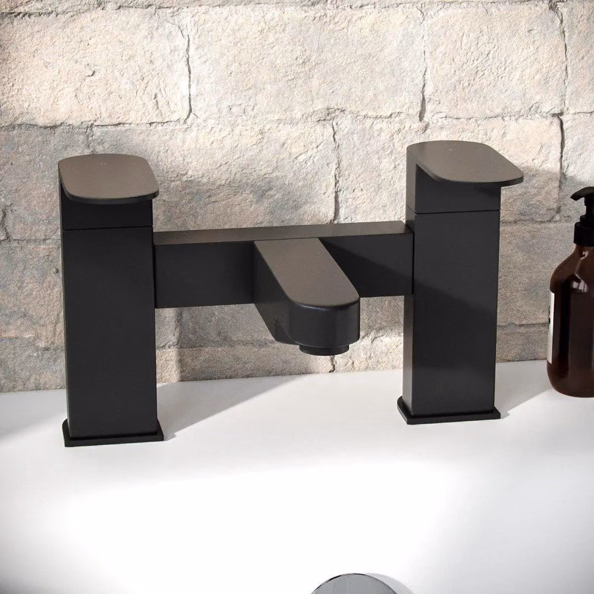 Nes Home Kevon Matte Black Single Lever Mono Basin Mixer, Bath Filler and Pop Up Waste Set – 3