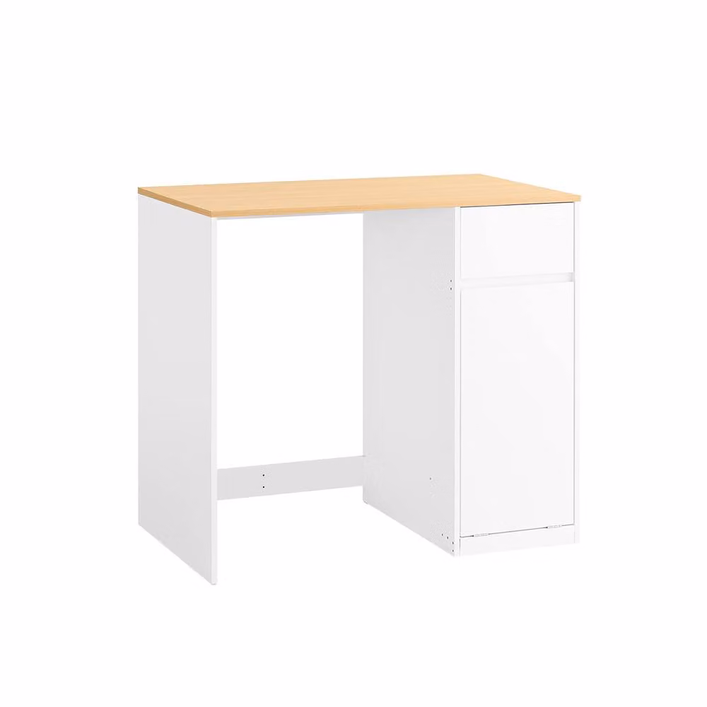 SoBuy Modern White Freestanding Washing Machine Cabinet with Internal Drawers and Hinged Doors – 2