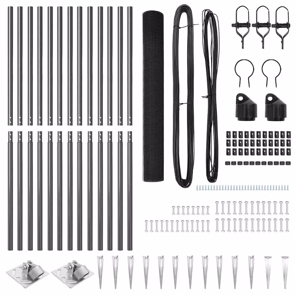Berkfield Home Grey Steel Welded Wire Fence with 13 In-Ground Spike Posts, H: 140 cm, W: 25 m – 4