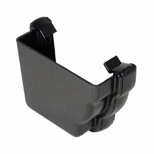 FloPlast Cast Iron Effect Ogee Gutter External Stopend Left Hand, Black, 110mm x 80mm