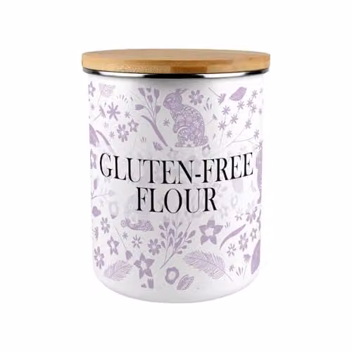 Purely Home Lilac Rabbits Enamel Kitchen Storage Tin, Purple, 2.7 l – 1