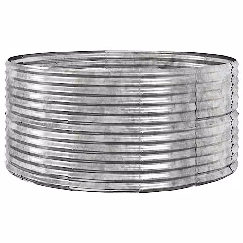 vidaXL Silver Steel Garden Planter Tub W/D/H: 140 x 140 x 68 cm