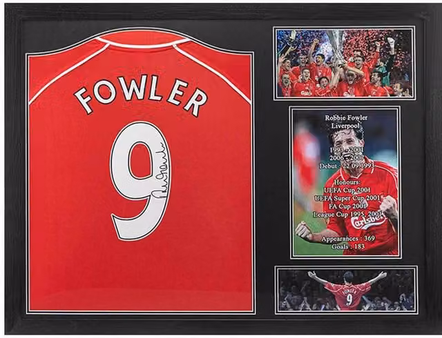 Allstarsignings Robbie Fowler Signed and Framed Retro Liverpool 2001 Shirt in Red