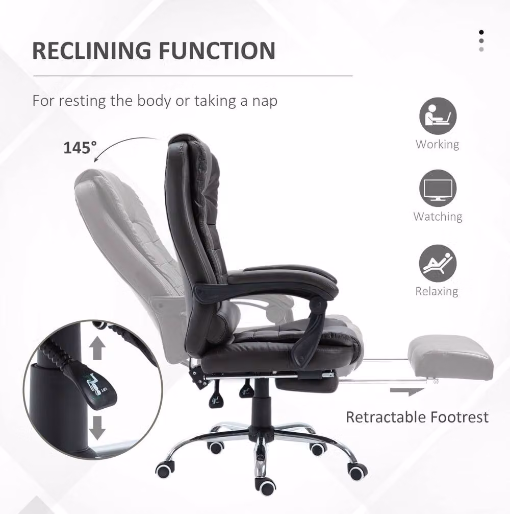 STILVORA Executive Office Chair in Brown with Synthetic Leather, Headrest and Footrest – 3