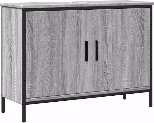 Berkfield Home Grey Sonoma Wall Mounted Bathroom Sink Cabinet W: 80 cm, D: 30 cm, H: 60 cm