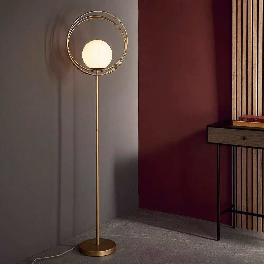 Netlighting BERGAMO Contemporary Glass Floor Lamp in Gold/Brass – 2