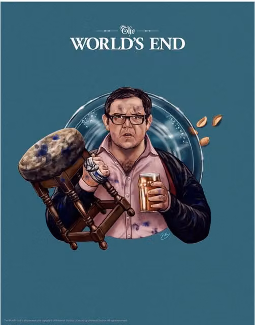 The World's End Limited Edition Nick Frost Art Print, Multicolour