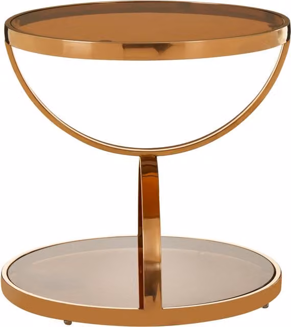 Interiors by Premier Modern Round Gold Glass and Metal Side Table – 1