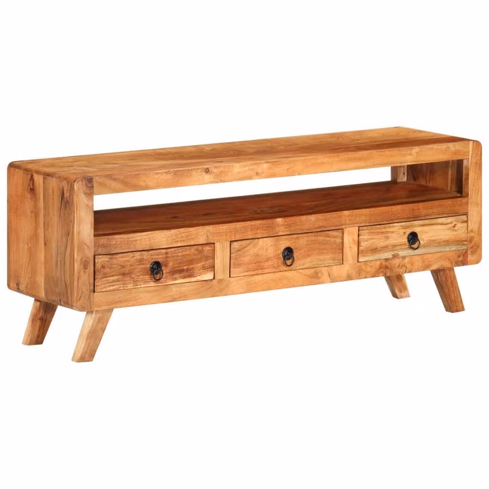 Berkfield Home Mid Century Solid Acacia Wood TV Cabinet in Brown, W/D/H: 110 x 40 x 40 cm – 2