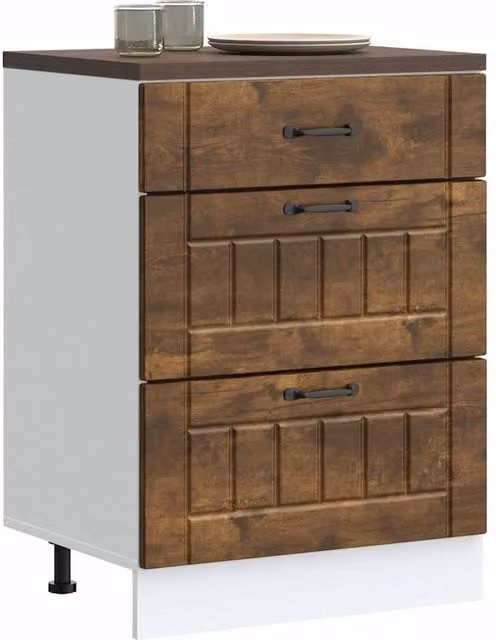 Berkfield Home Lucca Kitchen Base Cabinet in Smoked Oak Brown Engineered Wood – 1