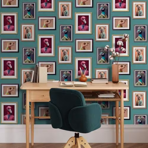 Muriva Fantastic Animals Wallpaper in Petrol and Multicolour, Modern Animal Print Design for Living Room, Bedroom, Hallway or Dining Room – 3