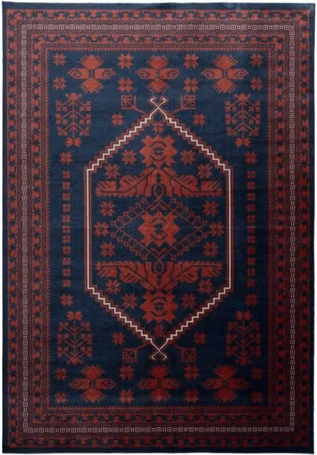 Kukoon Blue and Red Traditional Persian Oriental Area Rug, W: 200 cm, D: 290 cm