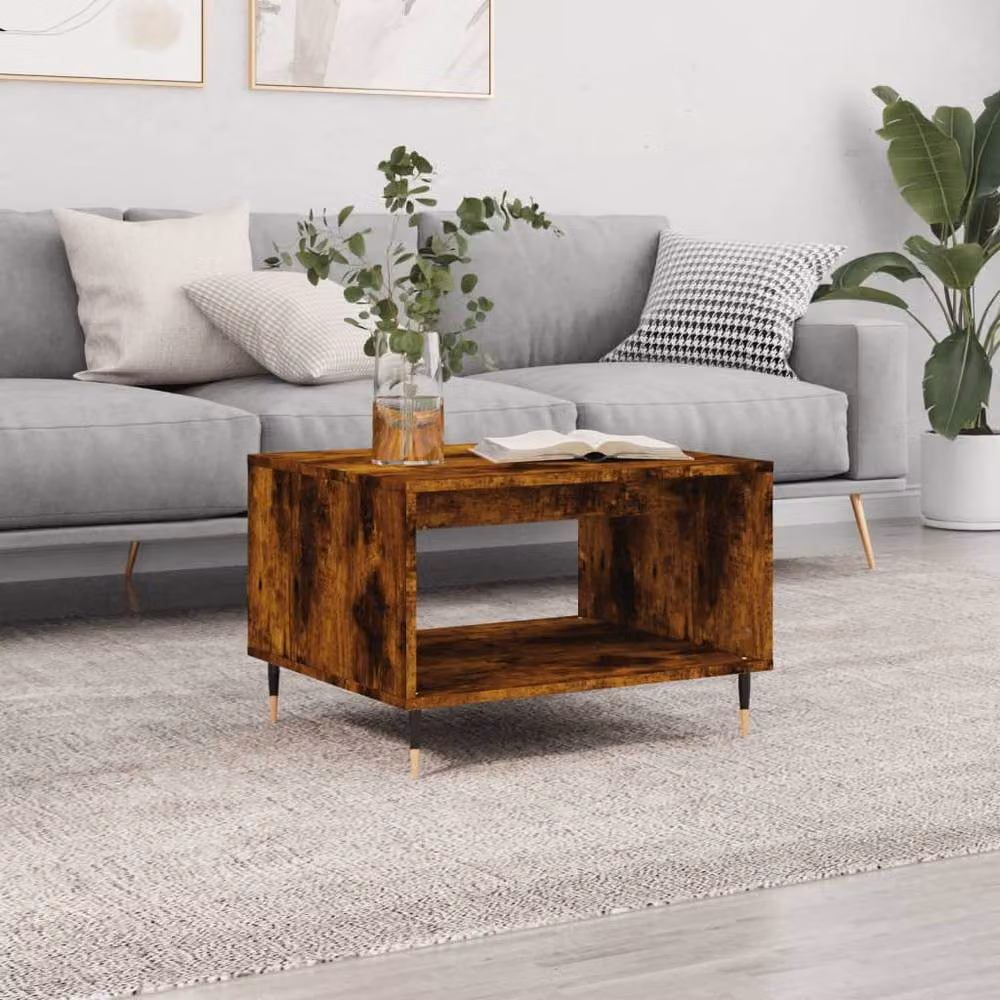 Berkfield Home Smoked Oak Coffee Table in Brown, W: 60 cm, D: 50 cm, H: 40 cm – 2
