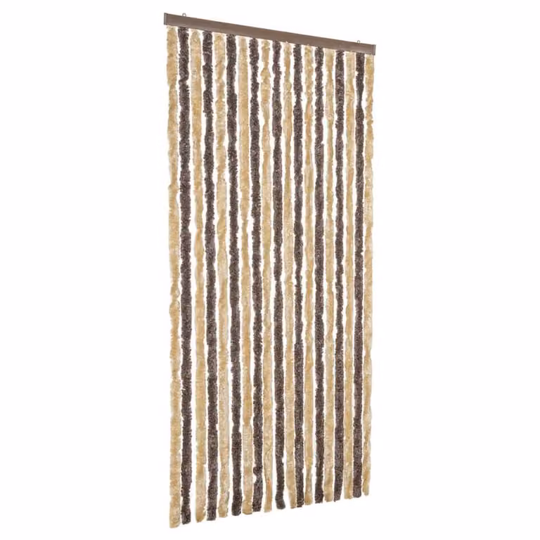 Berkfield Home Chenille Fly Curtain in Dark Brown and Beige, W: 56 cm, H: 185 cm
