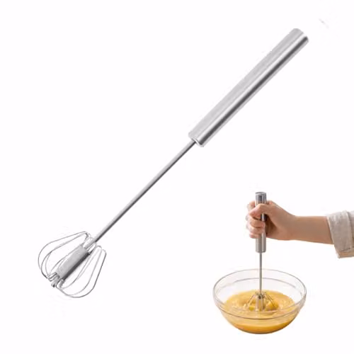 Orsina Stainless Steel Press and Spin Whisk in Silver, 30 cm – 1