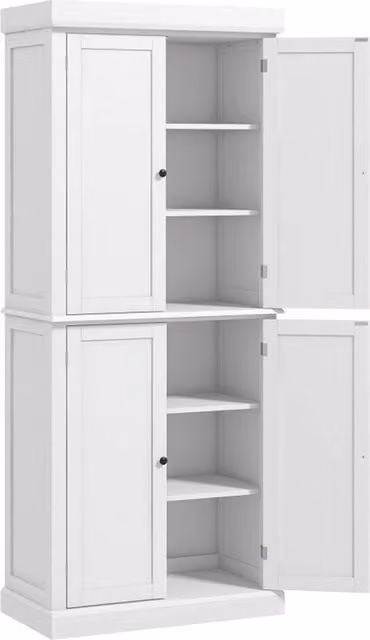 ERGOVEXA Modern Freestanding Tall Kitchen Cupboard with 4 Hinged Doors, White – 1