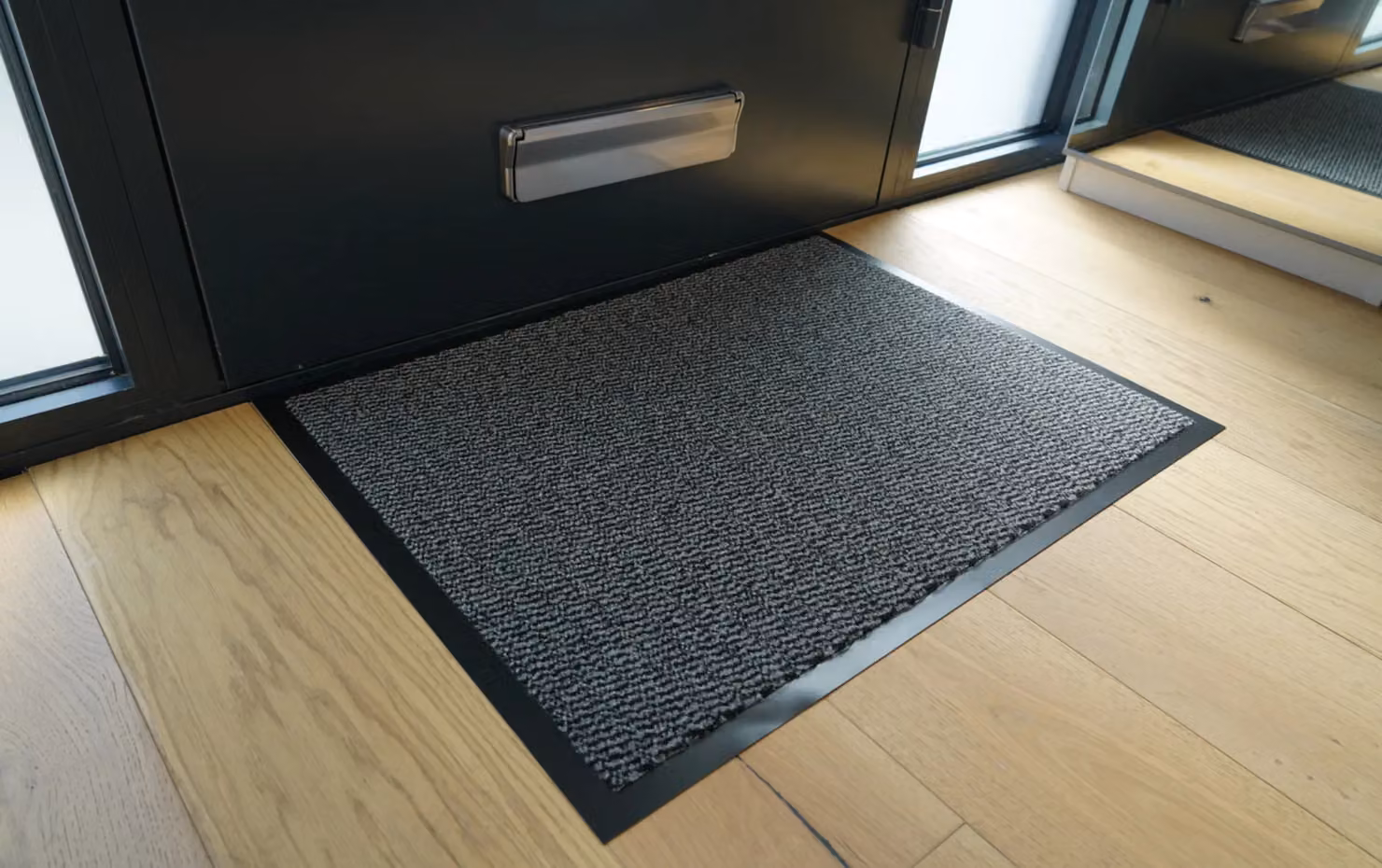 Desire Rugs Grey Herringbone Non-Slip PVC Entrance Mat with Rubber Edge, W/D/H: 120 x 90 cm – 5
