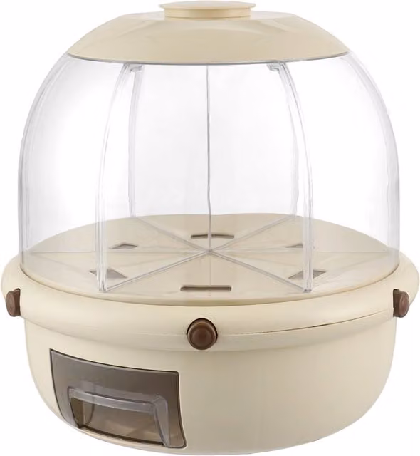 Lifeideas 360 Degree Rotating Grain Storage Dispenser in White and Transparent Plastic