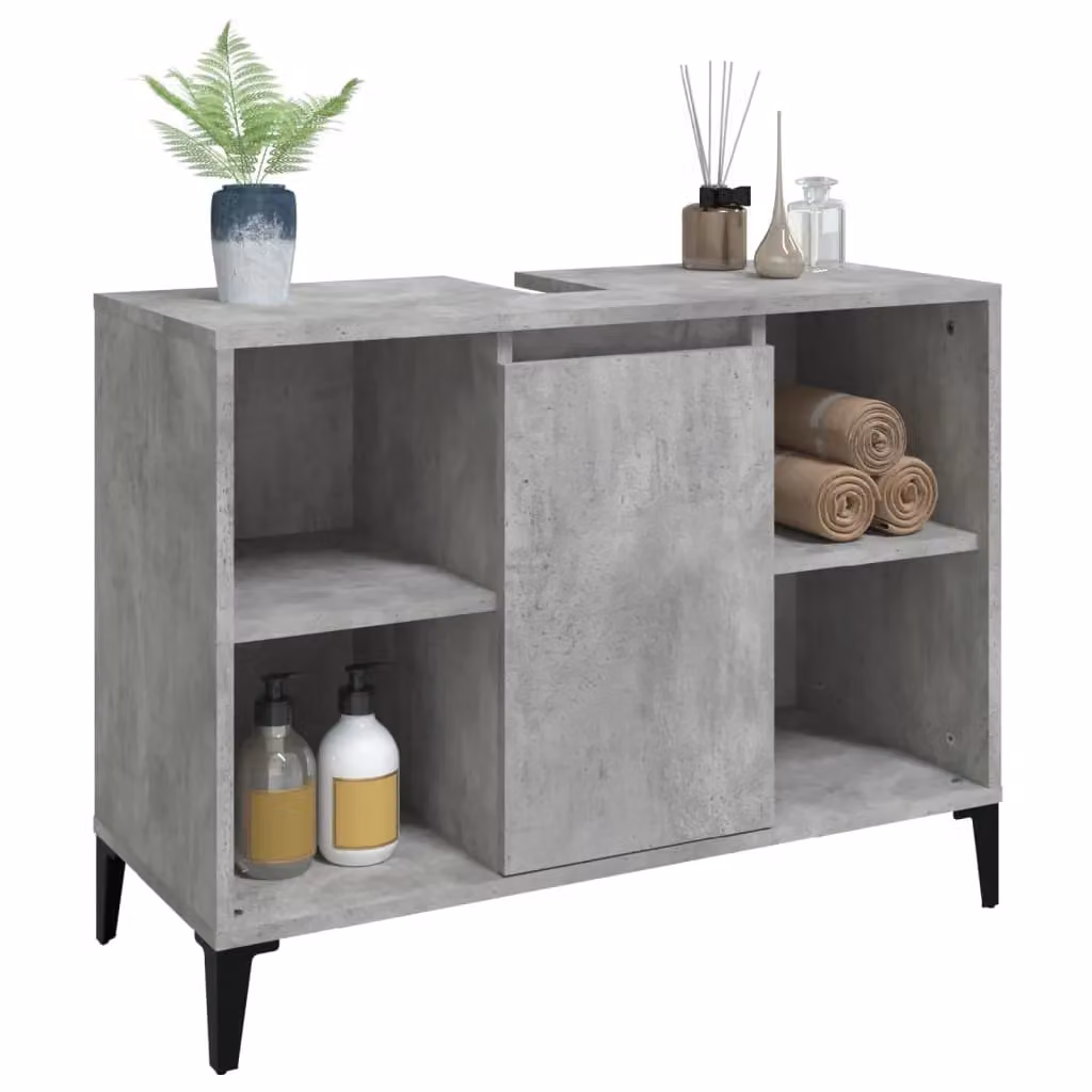 Berkfield Home Modern Freestanding Bathroom Sink Cabinet in Grey, W/D/H: 80 x 33 x 60 cm – 2