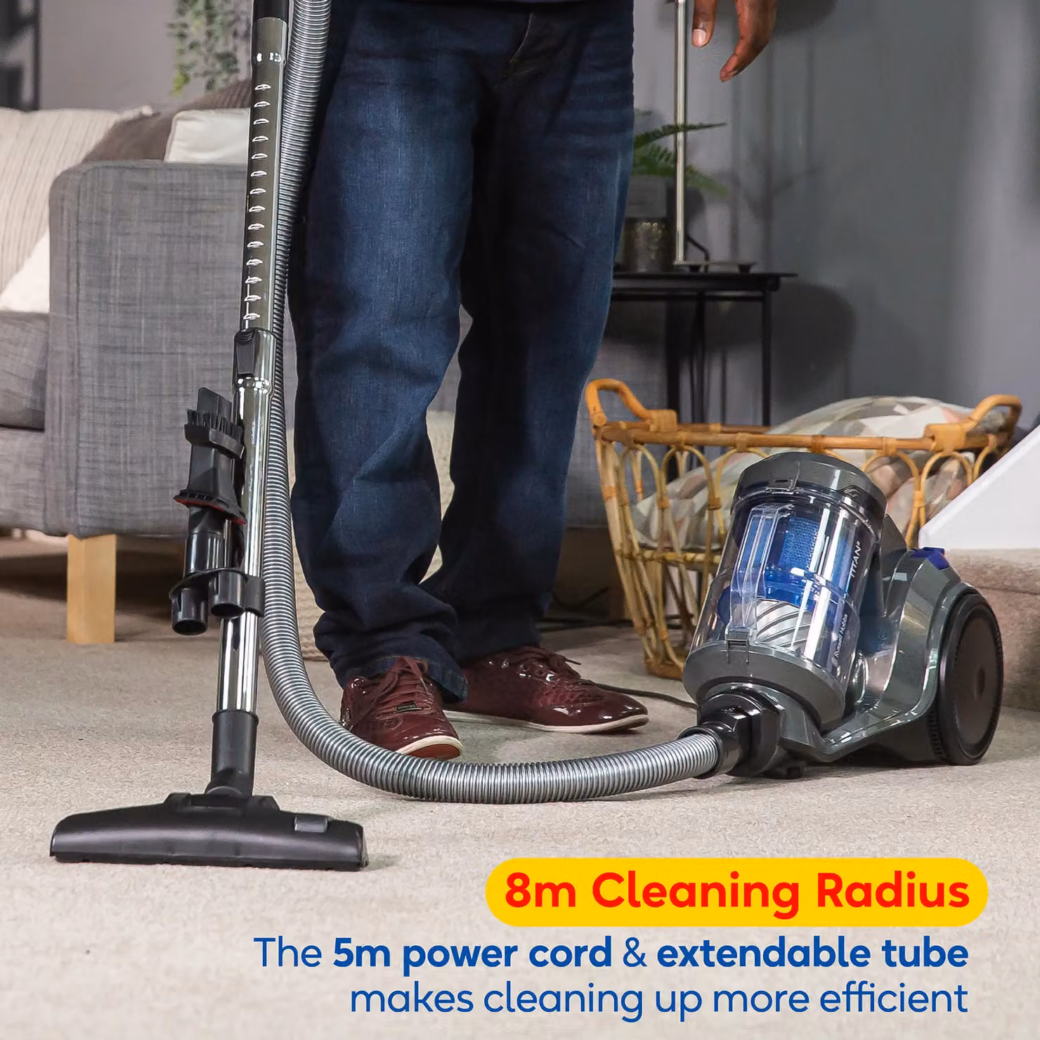 Russell Hobbs Titan2 Bagless Multi-Cyclonic Cylinder Vacuum Cleaner, 700W, 3L Capacity, Grey & Blue RHCV4101 – 10