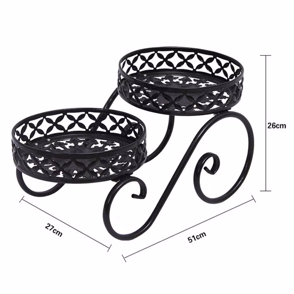 KORVIXA Black Metal Flower Pot Display Rack Shelf, W/D/H: 50 x 50 x 50 cm – 2