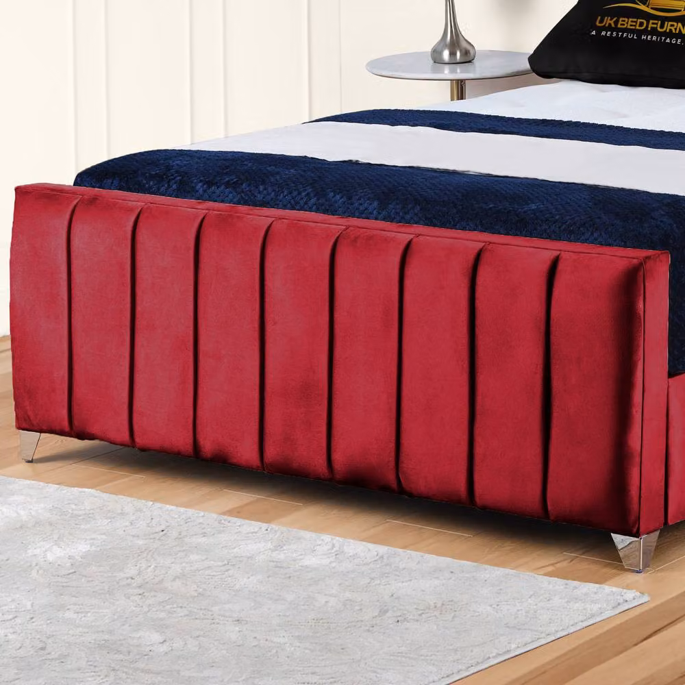 UK Bed Furniture Lisburn Gas Lift Ottoman Storage Upholstered Bed in Red Velvet, Size: 180 x 200 cm – 3