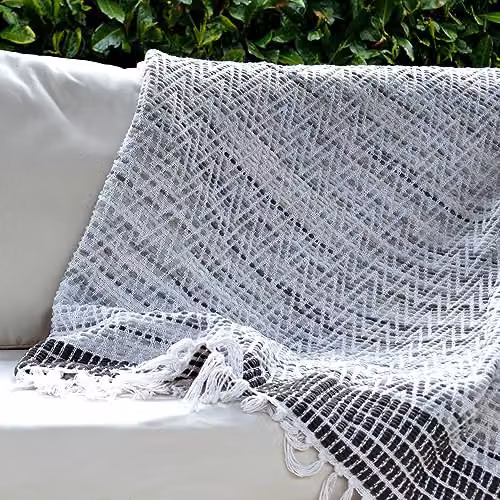 Allure Home Fashions Grey Herringbone Chevron Throw Blanket with Tasseled Fringes, W: 125 cm, D: 150 cm – 5