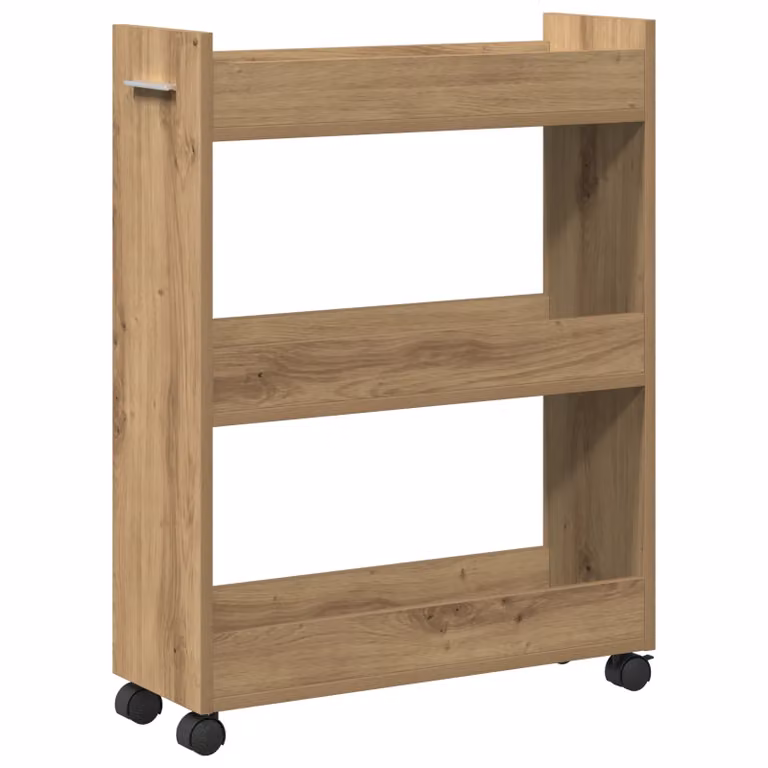 Berkfield Home Artisan Oak Rolling Cabinet in Brown, W/D/H: 60 x 22 x 79 cm