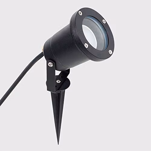 MiniSun Modern 3 in 1 Outdoor Lights, Pair of 2, Black Finish, IP65 Rated, Mains Wired Ground, Wall and Spike Mounts – 3