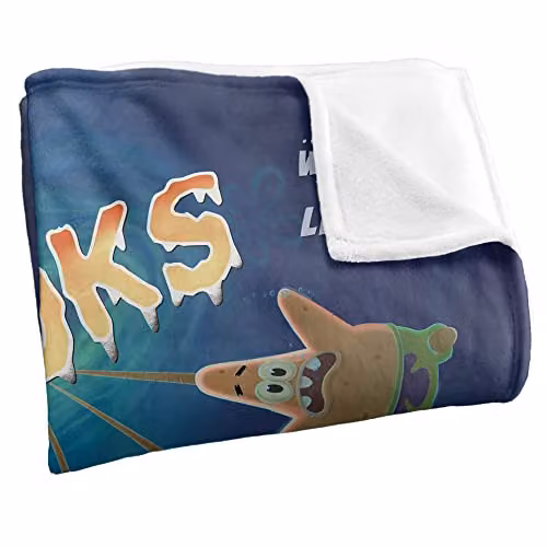 LOGOVISION Spongebob Beware The Hooks Super Soft Fleece Throw Blanket, Multicolour, W: 152 cm, D: 127 cm – 2