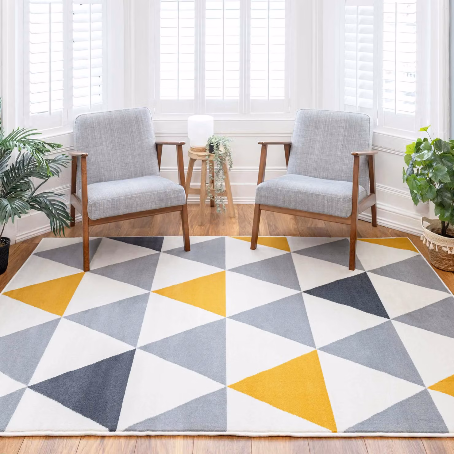 Kukoon Yellow Ochre and Grey Diamond Geometric Living Area Rug, W/D: 280 x 365 cm – 3