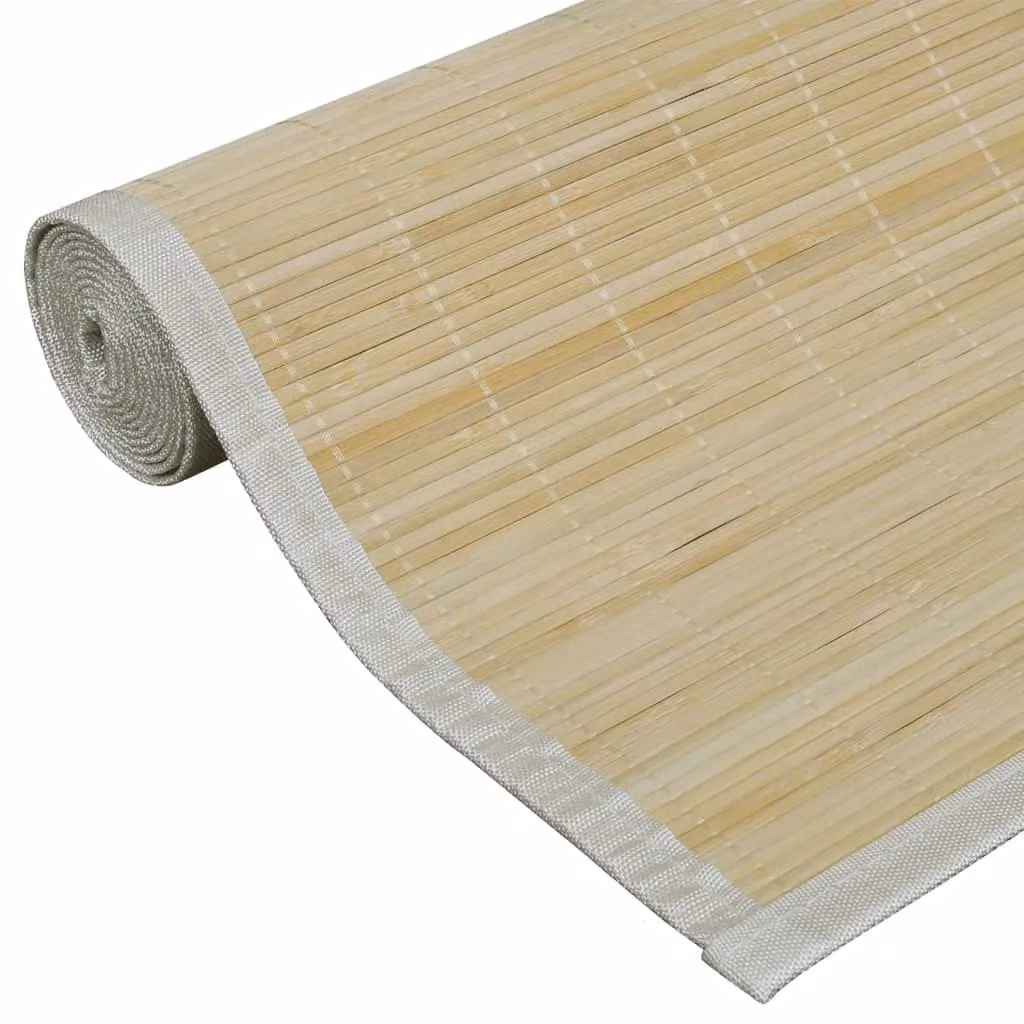 Berkfield Home Rectangular Natural Bamboo Rug in Beige, W: 150 cm, L: 200 cm