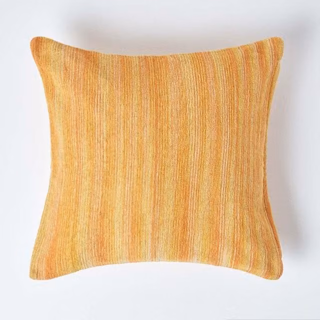 Homescapes Cotton Chenille Tie Dye Square Cushion Cover in Rust and Orange, W: 45 cm
