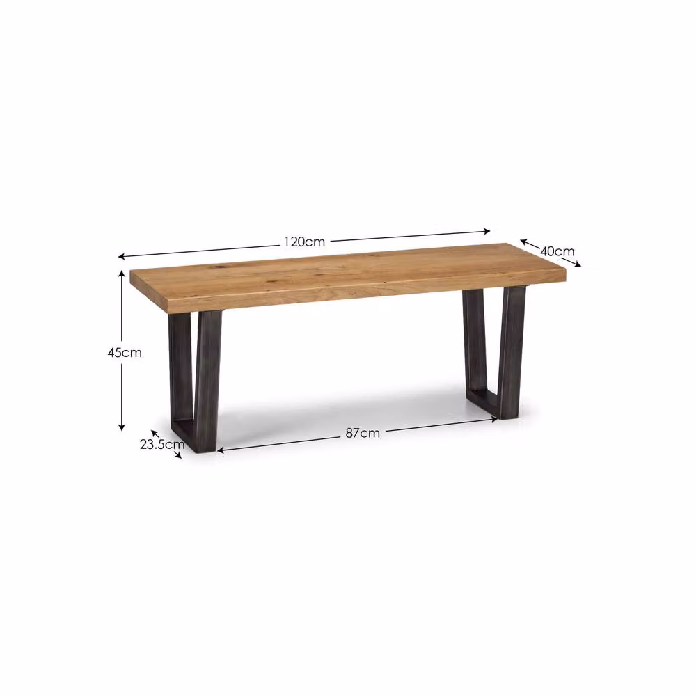Cheshire Kingsley Wooden Bench in Light Oak with Gunmetal Frame – 3