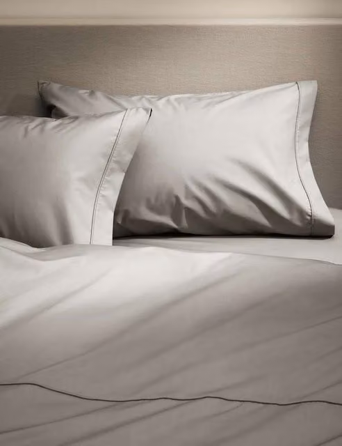 M&S 2 Pack Egyptian Cotton 230 Thread Count King Size Percale Pillowcases in Silver Grey