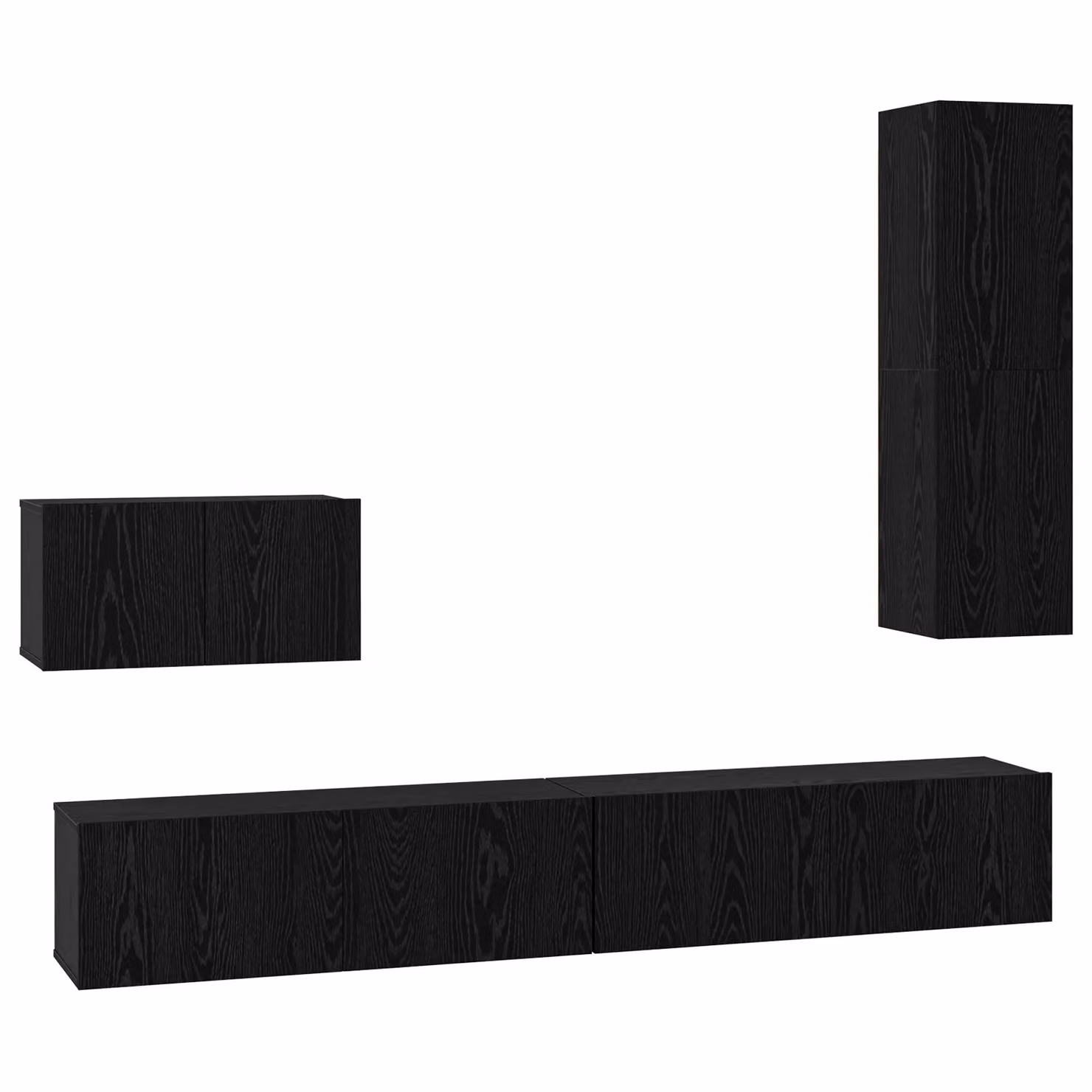 Berkfield Home Wall-Mounted TV Cabinet with Open Shelves and Hinged Doors in Black Oak – 2