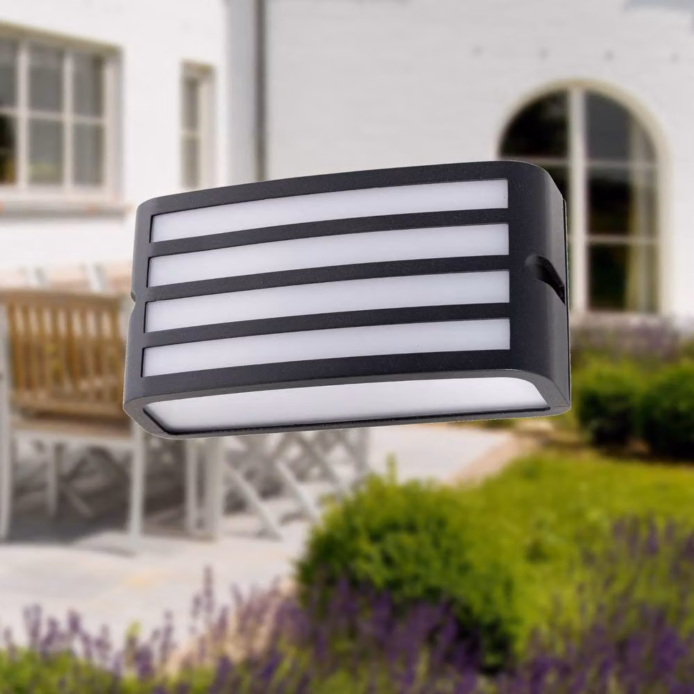 First Choice Lighting Pluto Anthracite Aluminium Outdoor Louvered Wall Light in Black – 3