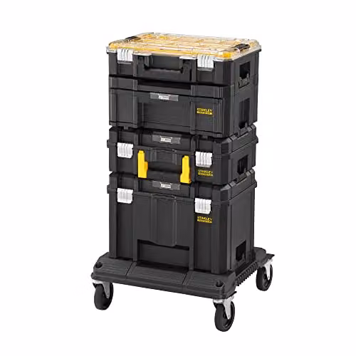 Stanley FatMax PRO-STACK Mobile Storage Tower and Organiser in Black and Transparent