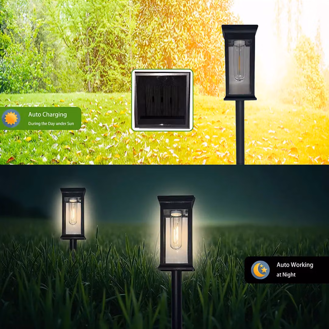Bright Zeal 2 Piece Solar Pathway Lights for Outdoor Garden Lighting in Black with Warm White Light – 3