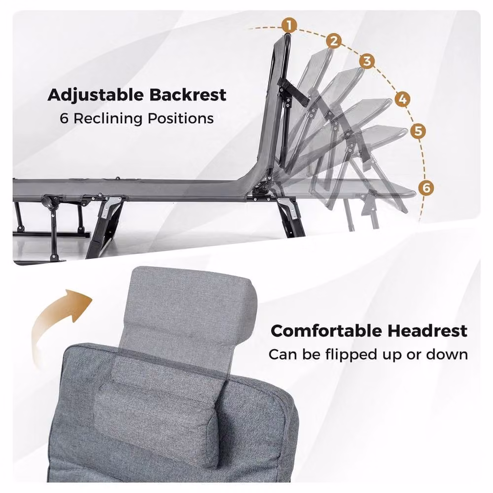 KORVIXA 3 in 1 Convertible Single Sofa Chaise, Grey Fabric with Metal Frame, W/D/H: 100 x 100 x 100 cm – 4