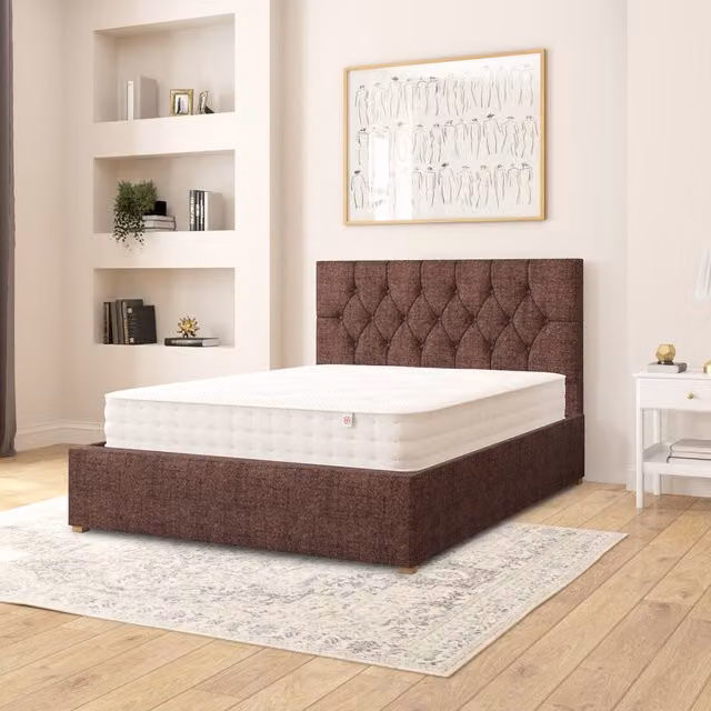 Aspire Olivier King Ottoman Storage Bed in Chocolate Brown Yorkshire Knit Fabric